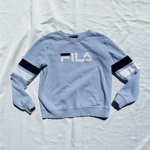 Fila | Light Blue Sweater with Black and White Accents | Size Small